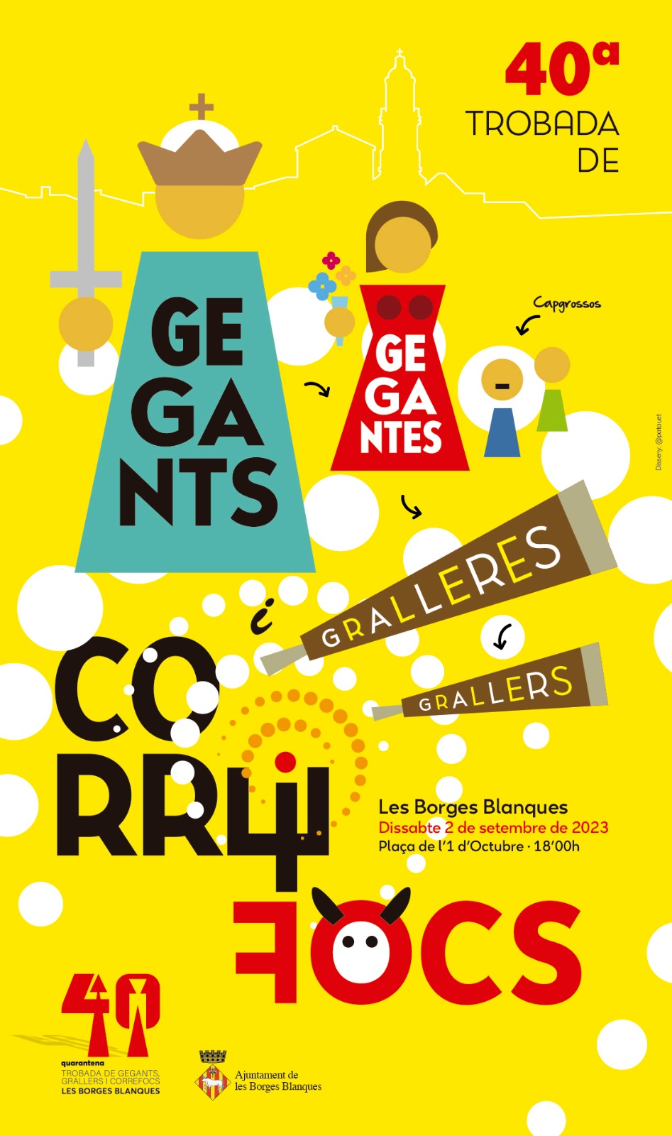 Cartell promocional de la 40a trobada de gegants i gegantes, gralleres i grallers