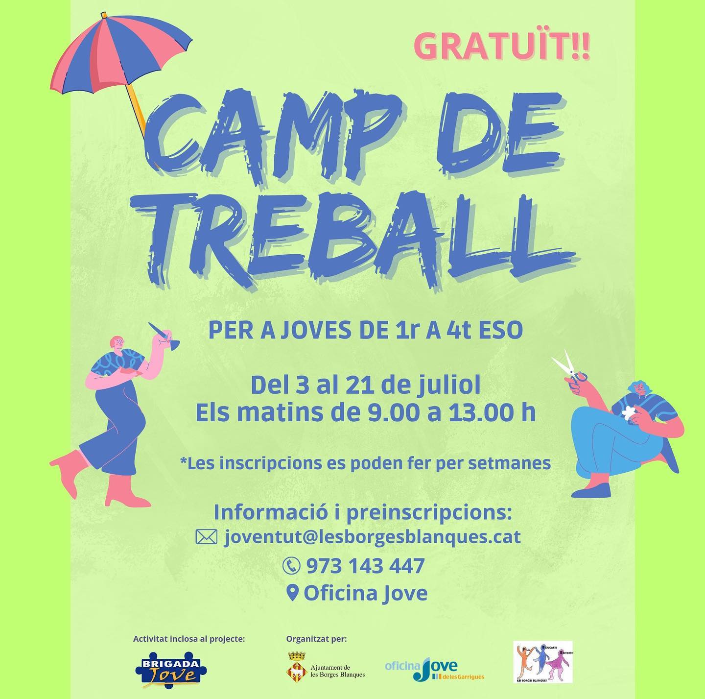 El cartell dels camps de treball d'estiu a les Borges